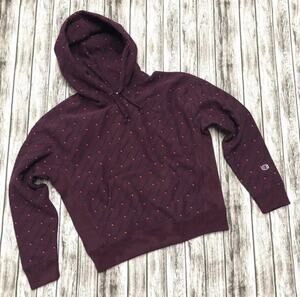Womens Champion Reverse Weave Hoodie L LARGE C Logo Sweatshirt Pullover Purple